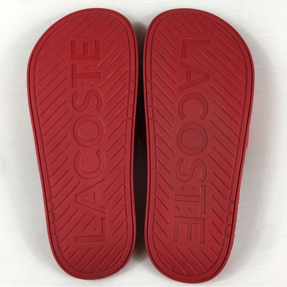 Lacoste Red white Croco Dualiste Slides 0922 Sandals Men’s 12, 13 new - Picture 6 of 10